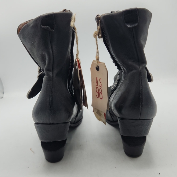 NWT A.S. 98 Saintec Studded Black Leather Moto Boots - Italian - Size 40 - Picture 6 of 16